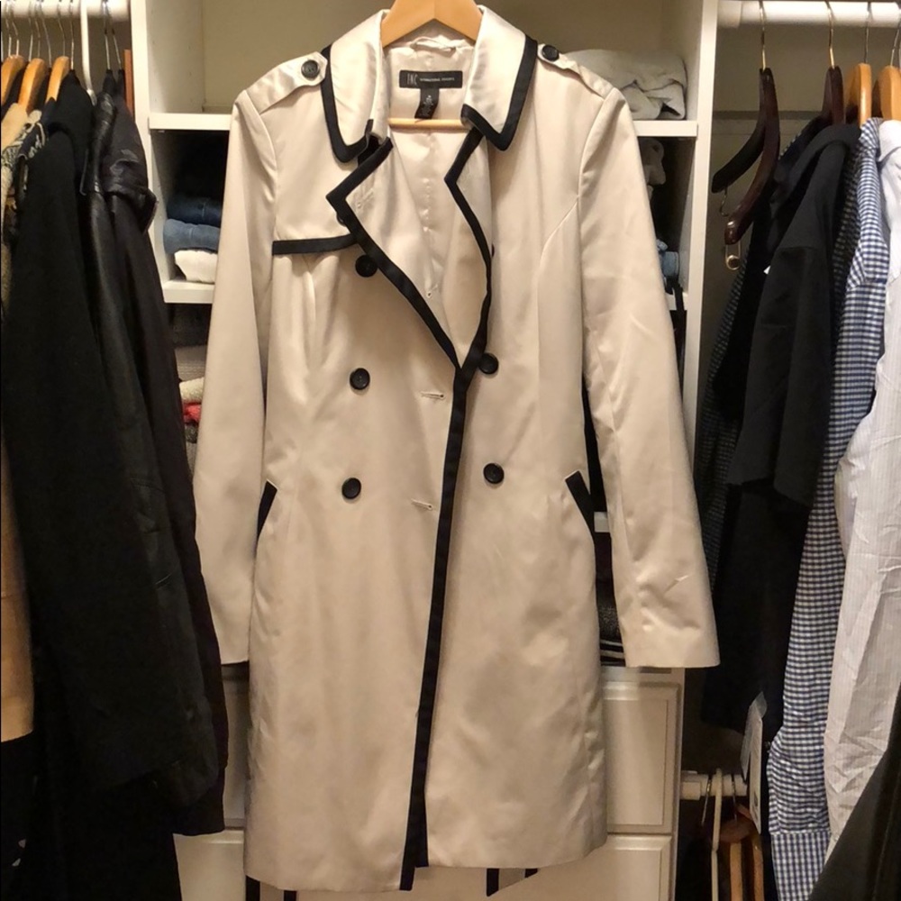INC Cream trench coat with black lining